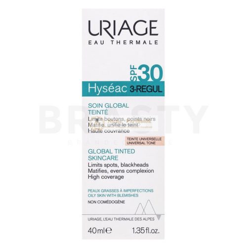 Uriage Hyséac 3-Regul SPF30 Global Tinted Skincare tonizáló és hidratáló emulziók matt hatású 40 ml