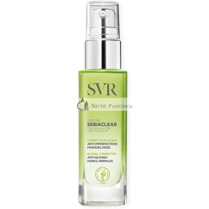 SVR Sebiaclear Anti-Aging Felnőtt Akne Arcszérum Zsíros Kombinált Bőrre 14% Gluconolaktone és 4% Niacinamid 30ml