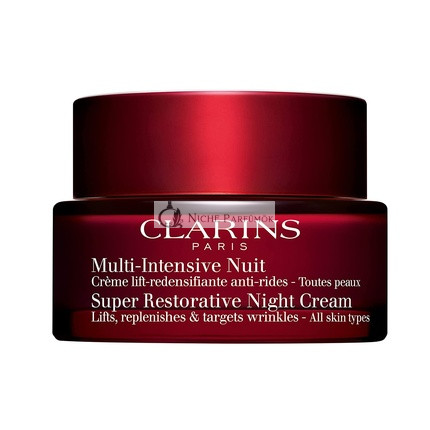 Clarins Super Restorative Nachtcreme, Anti-Aging Feuchtigkeitscreme für reife Haut, 50ml