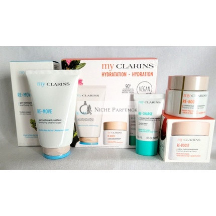 Clarins My Hydration 3 darabos készlet - Re-Move, Re-Boost, Re-Charge, Vegán, Új dobozban