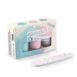   Namaki 3 Darabos Víz Alapú Leoldható Körömlakk Készlet Matt Kék Halvány Rózsaszín Kék Ezüst Ingyenes Körömreszelővel