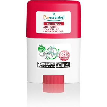 Puressentiel Rovarriasztó Vízálló Stift Trópusi Területekre Testre és Arccsontokra (Homlok) - Erőteljes 100% Növényi Hatóanyag - 8 Órás Hatékonyság, 20ml