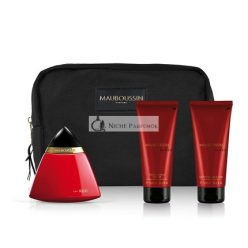   Mauboussin Prestige 2022 in Rot Eau de Parfum, 100ml, 100ml Precious Shower, 100ml Fragrance Milk und Kulturbeutel