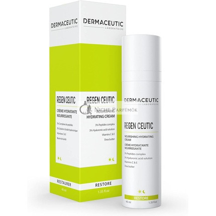 Dermaceutic Regen Ceutic Bőrregeneráló Krém Hyaluronsavval, Peptidekkel, C és E Vitaminnal és Shea Vajjal, 40ml