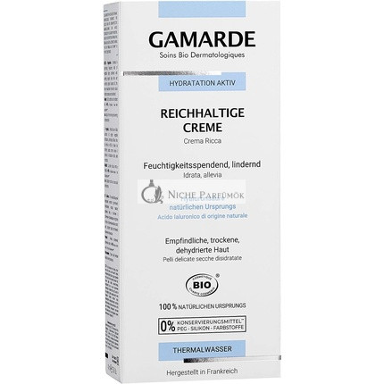 GAMARDE Bio-Kozmetikumok Ultra Gazdag Krém Hialuronsavval, Shea Vajjal és Argán Olajjal, 40ml