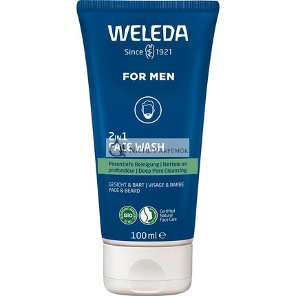 WELEDA Bio FÜR MÄNNER 2in1 Gesichtswaschgel erfrischendes natürliches Gesichtspflege-/Bartpflegegel, 100ml