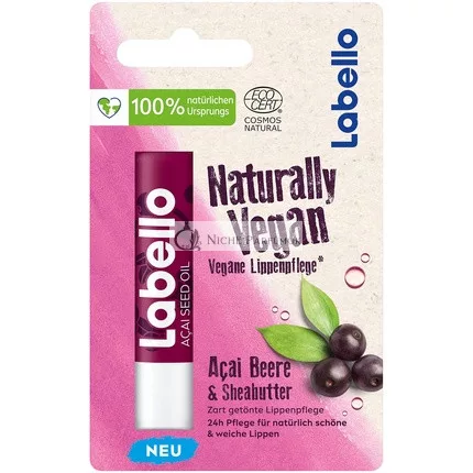 Labello Natürlich Vegan Acai Beere Tönende Lippenbalsam mit Sheabutter und Acai-Beerenöl, 4.8g