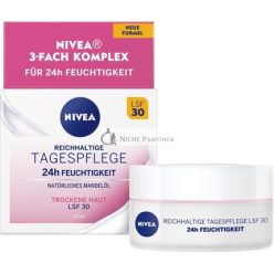   Nivea Gazdag Nappali Krém 24h Hidratálás SPF 30 50ml Természetes Mandulaolajjal és Magnóliával