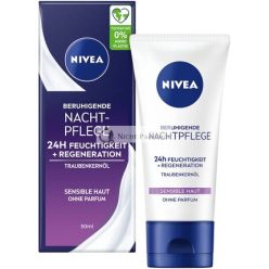   NIVEA Nyugtató Éjszakai Ápolás 24h Hidratálás + Regenerálás Illatmentes Arckrém Érzékeny Bőrre Tubus