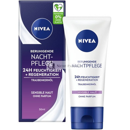 NIVEA Nyugtató Éjszakai Ápolás 24h Hidratálás + Regenerálás Illatmentes Arckrém Érzékeny Bőrre Tubus