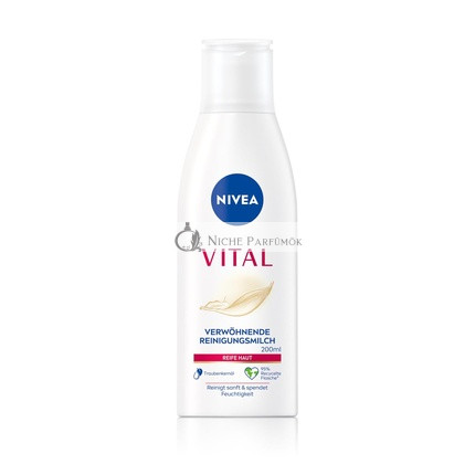 NIVEA VITAL Tápláló Tisztító Tej Érett Bőrre, Smink és Szennyeződések Alapos Eltávolítása, Kíméletes Tisztító Tej, 200ml