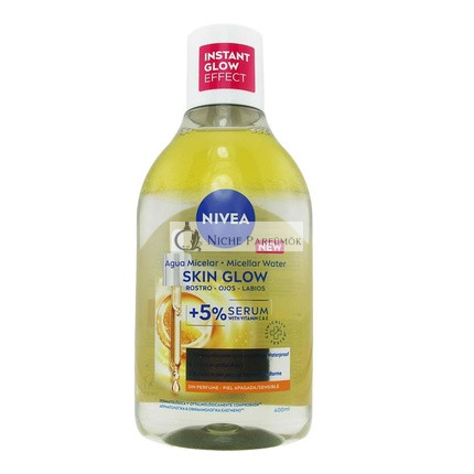 NIVEA Skin Glow Micellwasser 400ml, Gesichtsreinigungs-Gel mit 5% Serum und Aminosäurekomplex