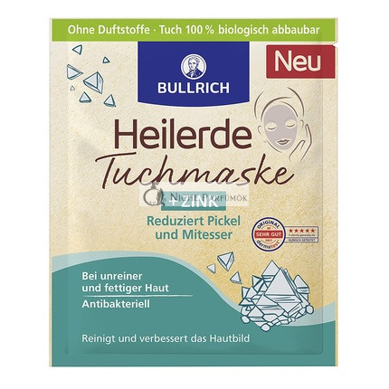 Bullrich Heilerde Zink Gesichtsmaske zur Reduzierung von Pickeln und Mitessern - 1 Maske