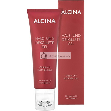 ALCINA Nyak- és dekoltázs gél, simítja a ráncokat és feszesíti a bőrt, 100ml, Hyaluronsav 2.0 és Goji bogyóval - Masszázs applikátorral