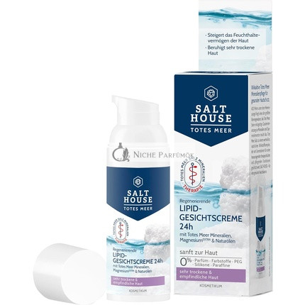 Salthouse Totes Meer Therapie Lipid Gesichtscreme 24 Stunden mit Omega-Fettsäuren für Sehr Trockene und Empfindliche Haut, 50ml