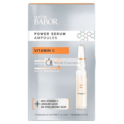 DOCTOR BABOR Power Serum Vitamin C Arcpakolások Hyaluronsavval a Ragyogó Bőrért - 7 x 2ml