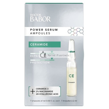 DOCTOR BABOR Power Serum Ceramide Arcampullák Hyaluronsavval és Ceramidokkal az Egészséges Bőrbarrierért, Vegán Formula, 7x2ml