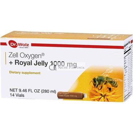 Zell Oxigén + Királyi Zselé 1000mg Kiegészítő, 14 Ampulla, Tiszta Méz Arany, B Vitamin, Biotin, Energia Anyagcsere Fokozó, Segít Visszaállítani az Egészséges Ragyogó Bőrt