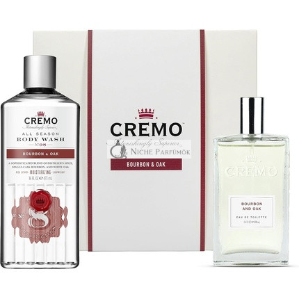 Cremo Bourbon & Oak Ajándékcsomag Férfiaknak - Eau de Toilette 100ml + Testradír 473ml