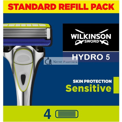 Wilkinson Sword Hydro 5 Hautschutz Sensitiv Rasierer für Männer, 4 Rasierklingen-Nachfüllpackung mit Vitamin E Gel und Präzisionstrimmer