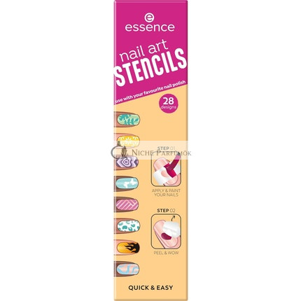 Essence Nageldesign Schablonen Nagelaufkleber Sofortige Ergebnisse ohne Nanopartikel 28 Stück