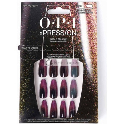 OPI xPRESS/ON Drucknägel & Nagelhautöl 30 Stück Wiederverwendbare Kunstnägel mit bis zu 14 Tagen Halt Tiefenpflegendes Gel-ähnliches Salon-Maniküre Dunkler Nagellack Swipe Night