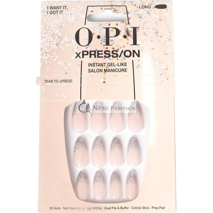 OPI xPRESS/ON Drucknägel und Nagelhautöl 30 Stk Wiederverwendbare Kunstnägel mit bis zu 14 Tagen Halt Tiefenpflegendes Gel-ähnliches Salon-Maniküre Nude Nagellack I Want It I Got It
