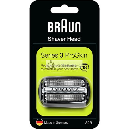 Braun Series 3 Elektrorasierer Ersatzkopf, kompatibel mit allen Series 3 ProSkin Elektrorasierern 32B Schwarz