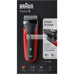 Braun 300S Elektromos Borotva - Fekete Piros