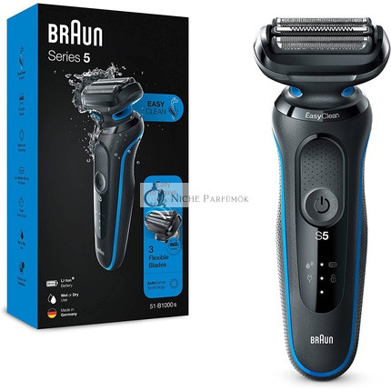 Braun Series 5 Herren Elektrorasierer EasyClean Nass & Trocken Wiederaufladbar Kabellos 51-B1000s Blau