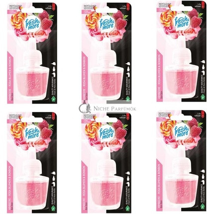 Fresh & More Utántöltő Flakon Málna Virág & Cukor E-Fragrance Plughoz, 19ml - 6 db