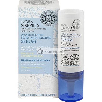 Natura Siberica Organikus Tanúsítvánnyal Rendelkező Pórusösszehúzó Szérum Zsíros és Kombinált Bőrre
