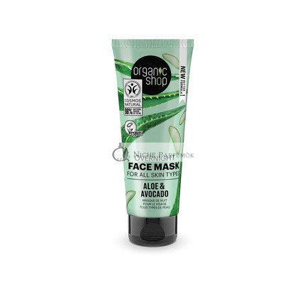 Organikus Bolt Avokádó és Aloe Overnight Arcmaszk Minden Bőrtípusra, 75ml