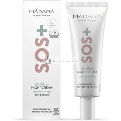   MÁDARA Organikus Bőrápolás SOS+ Éjszakai Krém 70ml - Nyugtató Hidratálás Érzékeny, Pirosodásra Hajlamos Bőrnek