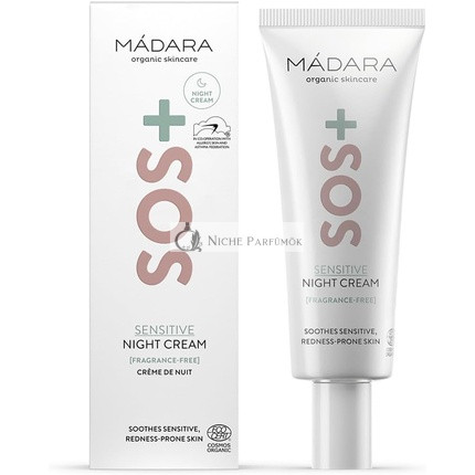 MÁDARA Organikus Bőrápolás SOS+ Éjszakai Krém 70ml - Nyugtató Hidratálás Érzékeny, Pirosodásra Hajlamos Bőrnek