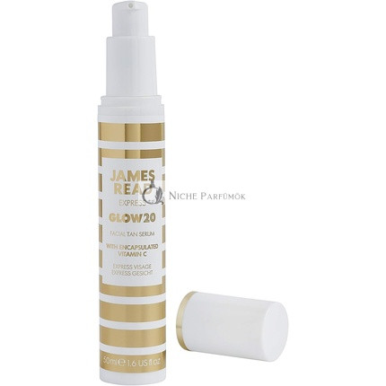 James Read Glow20 Express Gesichtsbräunungsserum 50ml, Gesichtsbräunungsserum mit Vitamin C und Hyaluronsäure