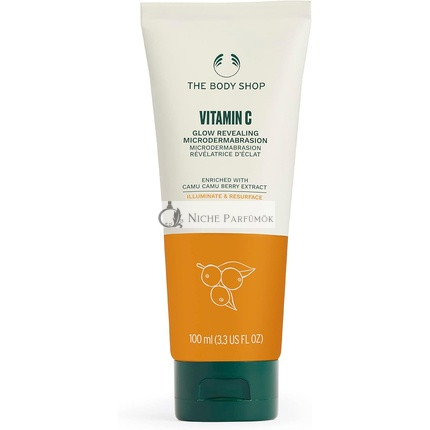 The Body Shop Vitamin C Mikrodermabrázió Ragyogásfokozó 100ml Camu Camu-val, heti otthoni spa hámlasztás, világosabb és tisztább bőrért