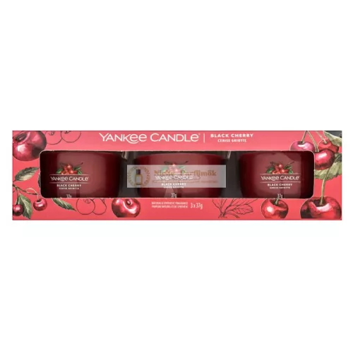 Yankee Candle Black Cherry fogadalmi gyertya 3 x 37 g