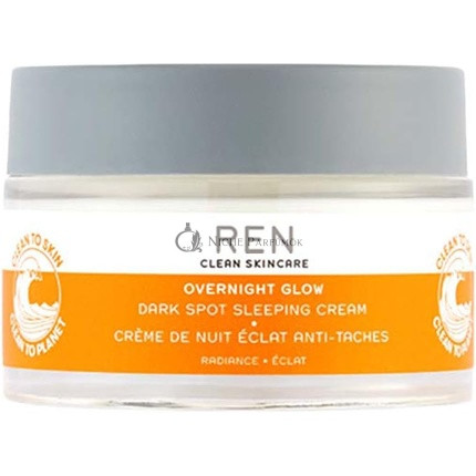 REN Clean Skincare Nachtglanz Dunkelstellen Schlafcreme Reduziert Hyperpigmentierung Hydratisierende Aufhellende Gesichtscreme Algenkomplex mit Glycogen 50ml
