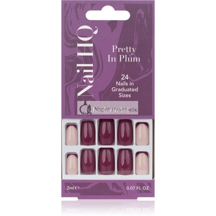 Nail HQ Négyzet Alakú Műkörmök Szép Szilva - 24 db
