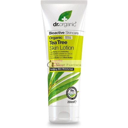 Dr Organic Teafa Lotion Természetes, Vegán, Állatkísérlet-mentes, Parabén- és SLS-mentes, 200ml