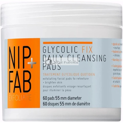 Nip + Fab Glycolic Acid Fix Napi Tisztító Párnák Hyaluronsavval, Mágus Tölgyfával, Hámlasztó AHA Arcpárnák, Bőr Kiegyenlítése, Bőr Fényesítése
