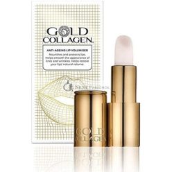   Gold Collagen Lippenvolumizer Anti-Aging Lippenbalsam mit Rizinusöl, Kokosöl, Vitamin E und marinem Kollagen, super feuchtigkeitsspendender Lippenplumper mit Bienenwachs für gesündere und vollere Lippen, Perleffekt