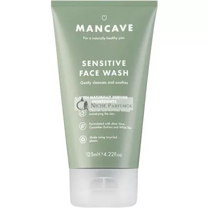 ManCave Sensitive Gesichtsreiniger für Männer 125ml - Reinigen und Nähren Sie die Haut mit Gurkenextrakt, Weißem Tee und Aloe Vera - Dermatologisch Getestet - Natürliche Formulierung - Vegan Freundlich