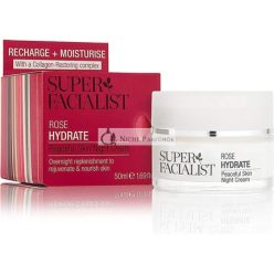   Super Facialist Rózsaszirom Békés Bőr Éjszakai Krém Hyaluronsavval és Uborka Olajjal, 50ml