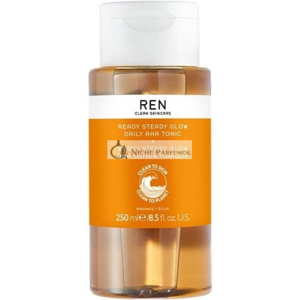 REN Clean Skincare Glow Tonic Napi Arctisztító, Fényesítő, Hámlasztó, Hidratáló, Egységes Bőrtónus, Újraépítő AHAs BHAs, Állatkísérlet Mentes, Vegán, Póruscsökkentő Tonik, 250ml