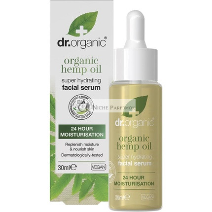 Dr Organic Kendermag Olaj Arcápoló Szérum Kombinált Bőrre Férfiaknak és Nőknek Természetes Vegán Állatkísérlet-mentes Parabén és SLS-mentes Organikus, 30ml