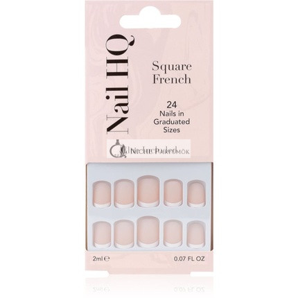 Nail HQ Négyzet alakú francia műkörmök - 24 db