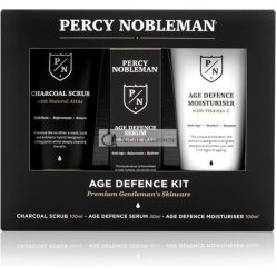   Percy Nobleman Korosztály Védelem Készlet Férfi Bőrápoló Szett Aktív Szén Arctisztítóval, Arctápláló Szérummal és Hidratáló Krémmel