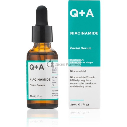 Q+A Niacinamide Szérum Ananásszal, Passiógyümölccsel, Őszibarackkal, Goji Bogyóval és Sárgadinnye Antioxidánsokkal, 30 ml